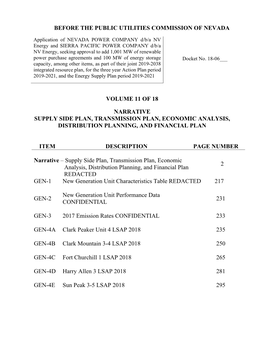 18-06003 VOL11: NV Energy IRP NARRATIVE SUPPLY SIDE PLAN