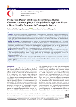 Production Design of Efficient Recombinant Human Granulocyte-Macrophage Colony-Stimulating Factor Under a Gene-Specific Promoter in Prokaryotic System