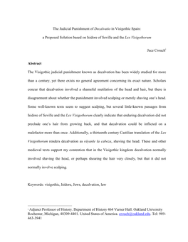 Decalvatio in Isidore of Seville and in the Lex Visigothorum