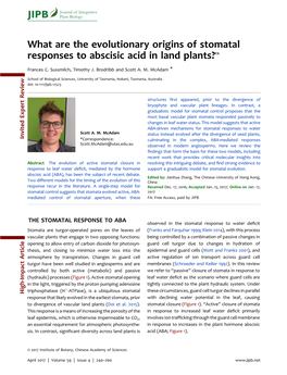 What Are the Evolutionary Origins of Stomatal Responses to Abscisic Acid in Land Plants?FA