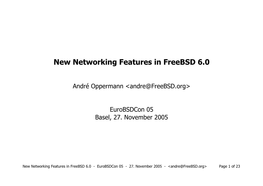 New Networking Features in Freebsd 6.0