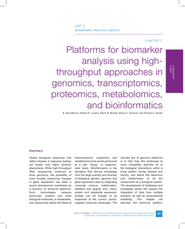 Platforms for Biomarker Analysis Using High- Throughput Approaches In