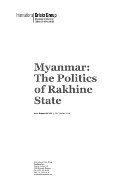 Myanmar: the Politics of Rakhine State