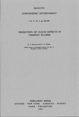 Prediction of Cloud Effects Chimney Plumes