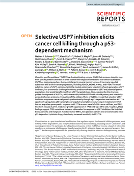 Selective USP7 Inhibition Elicits Cancer Cell Killing Through a P53- Dependent Mechanism Nathan J