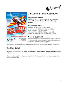 Children's Team Auditions