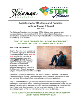 Assistance for Students and Families Without Home Internet April 2020