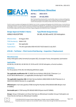 TE.CAP.00110 Airworthiness Directive