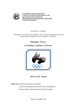 Olympic Truce: Creating a Culture of Peace