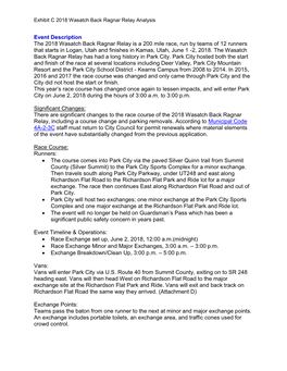 Exhibit C 2018 Wasatch Back Ragnar Relay Analysis