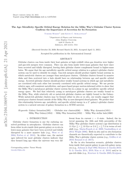 Arxiv:2104.10697V1 [Astro-Ph.GA] 21 Apr 2021 Form Either in Situ Inside Their Parent Galaxy Or Ex Situ in 11 Gyr