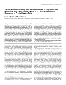 Striatal Neuronal Activity and Responsiveness to Dopamine and Glutamate After Selective Blockade of D1 and D2 Dopamine Receptors in Freely Moving Rats