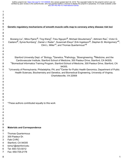 1 1 2 3 4 5 Genetic Regulatory Mechanisms of Smooth Muscle Cells