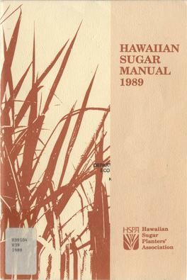 Hawaiian Sugar Manual 1989