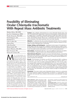 Feasibility of Eliminating Ocular Chlamydia Trachomatis with Repeat Mass Antibiotic Treatments