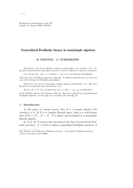 Generalized Fredholm Theory in Semisimple Algebras