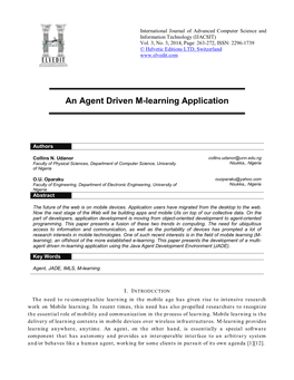 An Agent Driven M-Learning Application