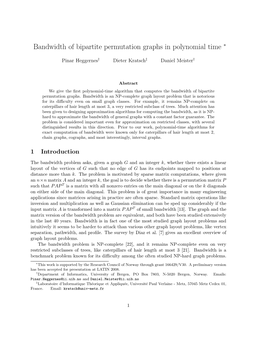 Bandwidth of Bipartite Permutation Graphs in Polynomial Time ∗