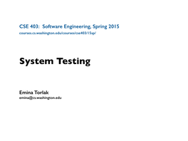 System Testing