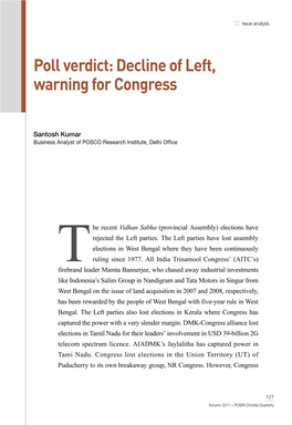 Poll Verdict: Decline of Left, Warning for Congress