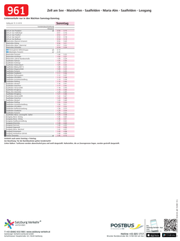 Saalfelden - Maria Alm - Saalfelden - Leogang Linienverkehr Nur in Den Nächten Samstag>Sonntag