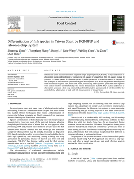 Differentiation of Fish Species in Taiwan Strait by PCR-RFLP and Lab