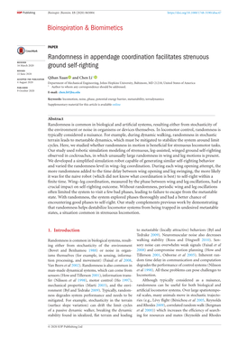 Randomness in Appendage Coordination Facilitates Strenuous