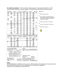 Wallet-Size Highway 17 Express Schedule