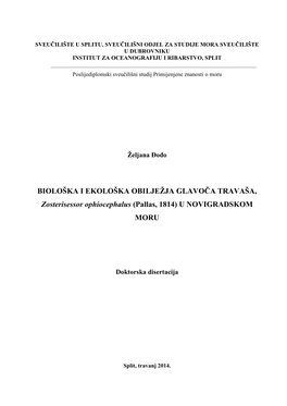 BIOLOŠKA I EKOLOŠKA OBILJEŽJA GLAVOČA TRAVAŠA, Zosterisessor Ophiocephalus (Pallas, 1814) U NOVIGRADSKOM MORU