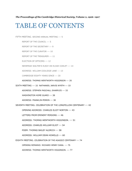 Table of Contents