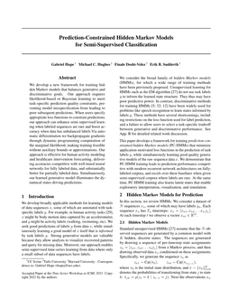 Prediction-Constrained Hidden Markov Models for Semi-Supervised Classiﬁcation