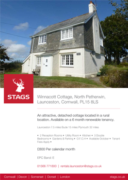 Winnacott Cottage, North Petherwin, Launceston, Cornwall, PL15 8LS