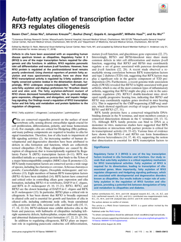 Auto-Fatty Acylation of Transcription Factor RFX3 Regulates Ciliogenesis