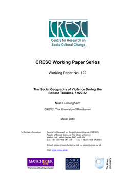 The Social Geography of Violence During the Belfast Troubles, 1920-22