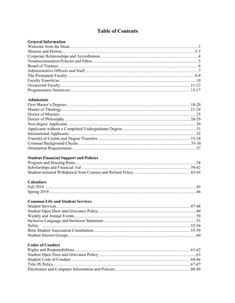 Table of Contents