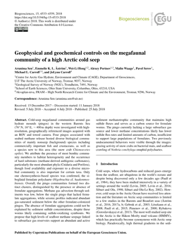 Geophysical and Geochemical Controls on the Megafaunal Community of a High Arctic Cold Seep