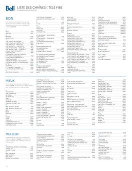 Liste Des Chaînes Télé Fibe En Vigueur En Date Du 26 Mai 2017