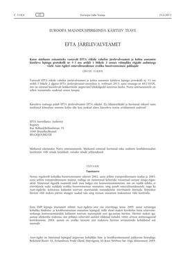 Kutse Märkuste Esitamiseks Vastavalt EFTA Riikide Vahelise
