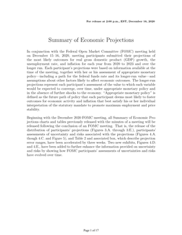 Summary of Economic Projections