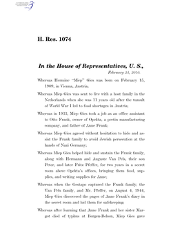 H. Res. 1074 in the House of Representatives, U
