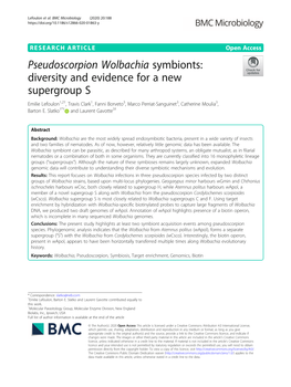 Pseudoscorpion Wolbachia Symbionts: Diversity and Evidence for a New