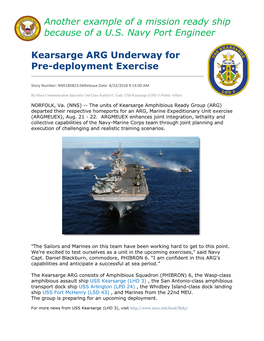 Another Example of a Mission Ready Ship Because of a U.S. Navy Port Engineer