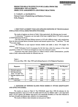 Xa9745491 Predicted Health Effects in Bulgaria from the Chernobyl Npp Accident: Objective Assessments and Public Reactions