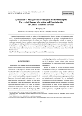 Application of Metagenomic Techniques: Understanding the Unrevealed Human Microbiota and Explaining the in Clinical Infectious Diseases