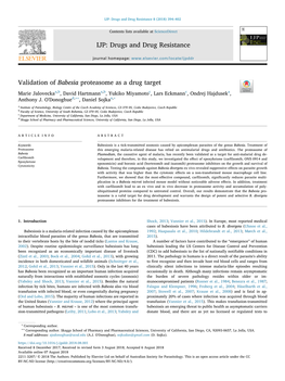 Validation of Babesia Proteasome As a Drug Target T Marie Jaloveckaa,B, David Hartmanna,B, Yukiko Miyamotoc, Lars Eckmannc, Ondrej Hajduseka, ∗∗ ∗ Anthony J