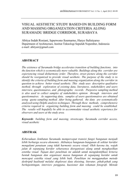 Visual Aesthetic Study Based on Building Form and Massing Organization Criteria Along Suramadu Bridge Corridor, Surabaya