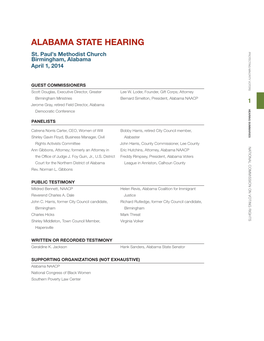 ALABAMA STATE HEARING HEARING STATE ALABAMA John C