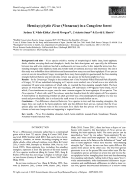 Hemi-Epiphytic Ficus (Moraceae) in a Congolese Forest