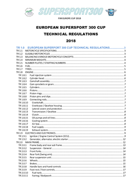 FIME SSP 300 Cup Technical Regulations 2018