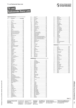 TV- Und Radiosender Basis Liste